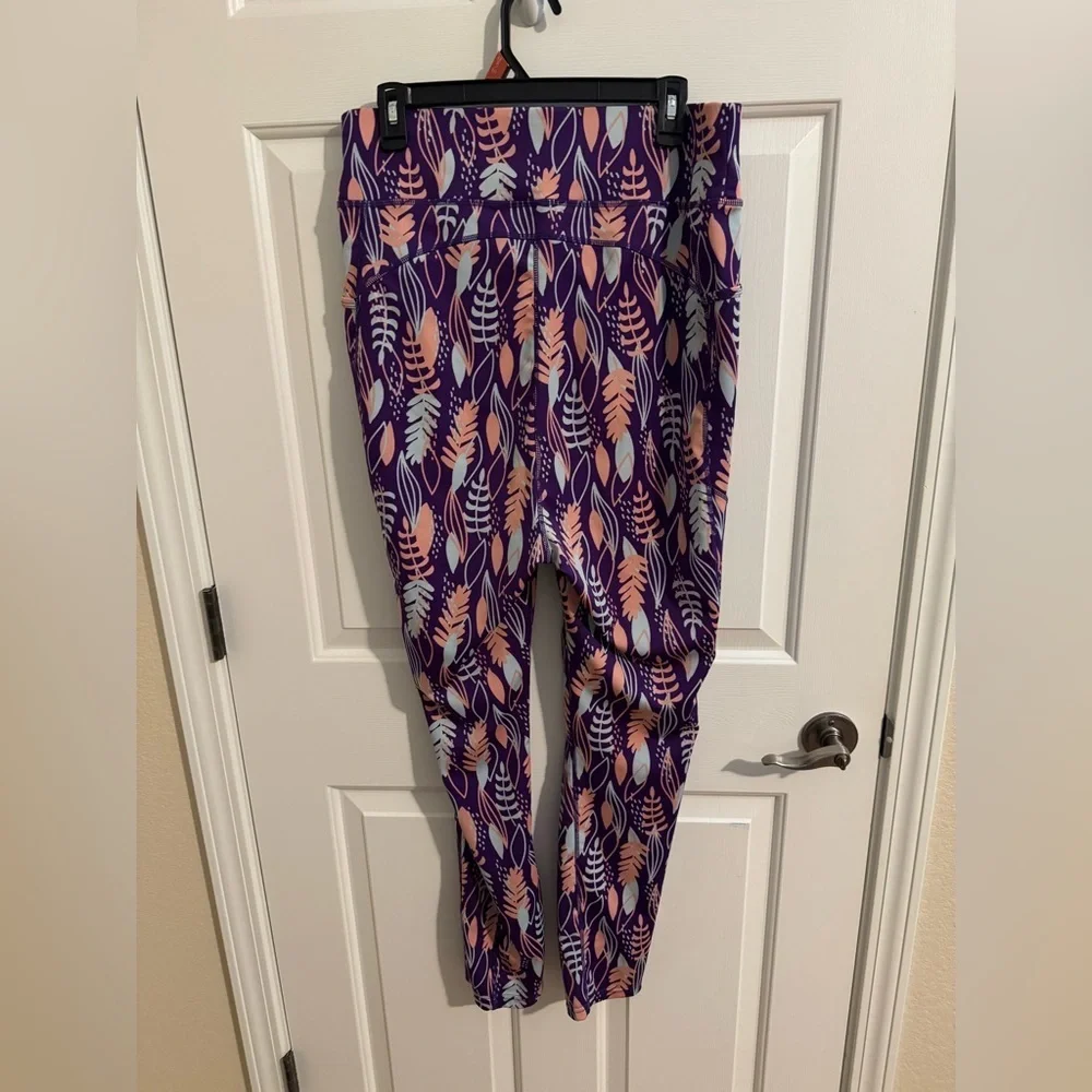 POP Fit New Harlow Leggings Puprle Pink Turqouise Pockets 2XL